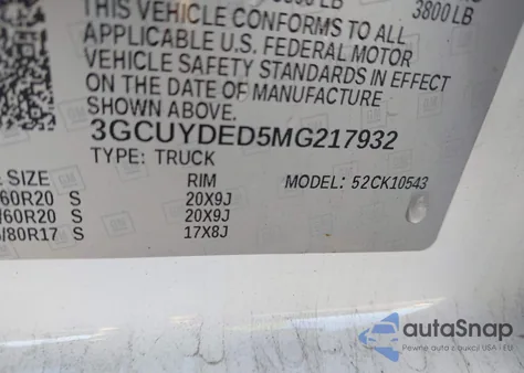 2021 Chevrolet Silverado 1500 4Wd Short Bed Lt from USA, damaged, VIN 3GCUYDED5MG217932